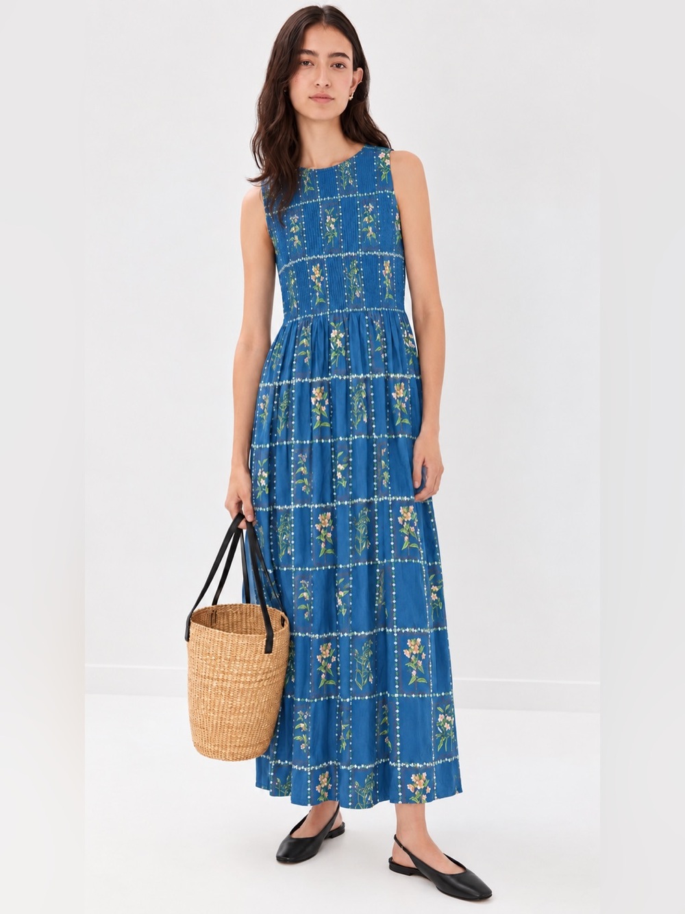 Rachel Zoe Navy Smocked Cosima Nap Maxi Dress (Hill House Home HHH) Size XS